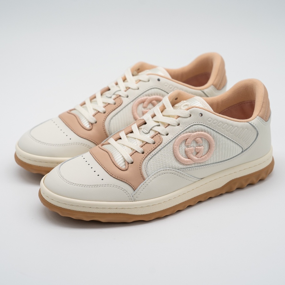 Gucci MAC80 Sneakers White Pink Brown GG Leather Womens size 37.5G 7.5 US